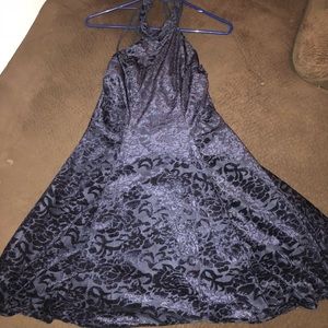 navy blue velvet dress